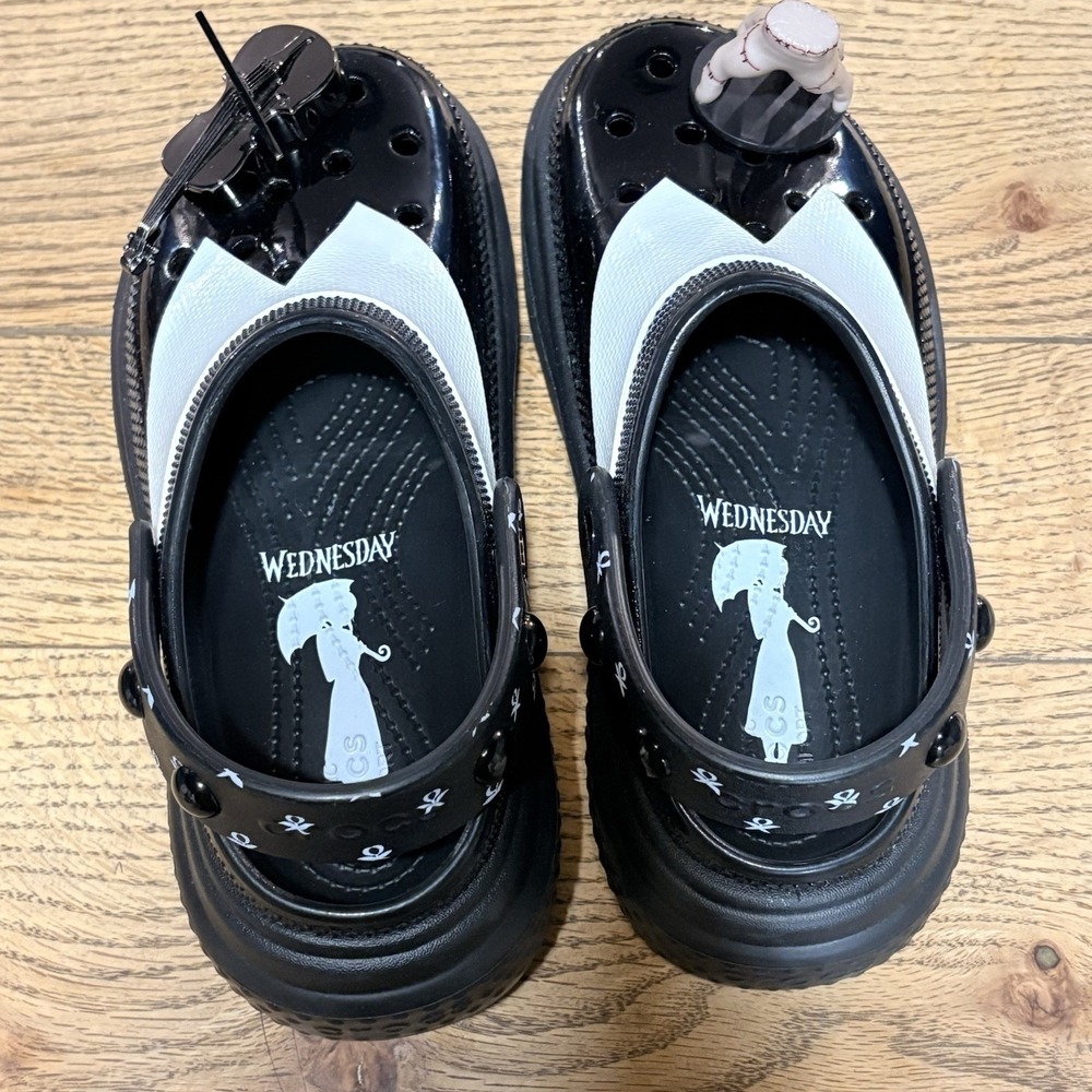 Crocs Wednesday Addams Stomp Clog Womens Size 8 Black Platform Addams Family - Picture 6 of 9